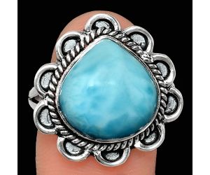 Larimar (Dominican Republic) Ring size-9.5 EXR02124 R-1221, 14x14 mm