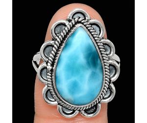 Larimar (Dominican Republic) Ring size-9 EXR02125 R-1221, 11x18 mm