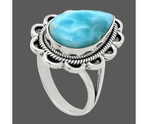 Larimar (Dominican Republic) Ring size-9 EXR02125 R-1221, 11x18 mm