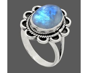 Rainbow Moonstone Ring size-10 EXR02129 R-1221, 10x14 mm