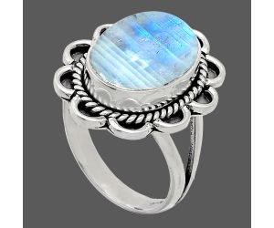 Rainbow Moonstone Ring size-7 EXR02135 R-1221, 10x14 mm