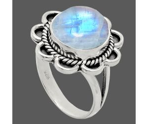 Rainbow Moonstone Ring size-8 EXR02137 R-1221, 11x11 mm