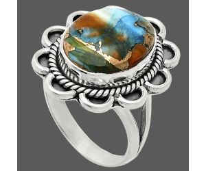 Spiny Oyster Turquoise Ring size-8 EXR02152 R-1221, 11x15 mm