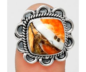 Spiny Oyster Turquoise Ring size-7 EXR02153 R-1221, 12x12 mm