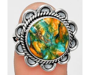 Spiny Oyster Turquoise Ring size-7 EXR02157 R-1221, 13x13 mm