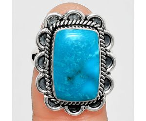 Natural Turquoise Morenci Mine Ring size-7 EXR02169 R-1221, 10x16 mm