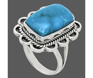 Natural Turquoise Morenci Mine Ring size-7 EXR02169 R-1221, 10x16 mm