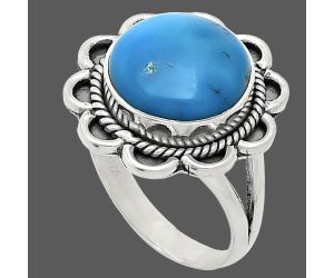 Sleeping Beauty Turquoise Ring size-8 EXR02170 R-1221, 13x13 mm