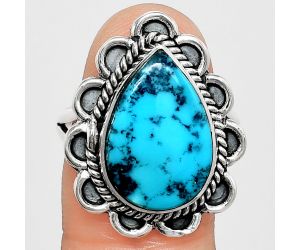 Natural Turquoise Morenci Mine Ring size-9 EXR02171 R-1221, 12x17 mm