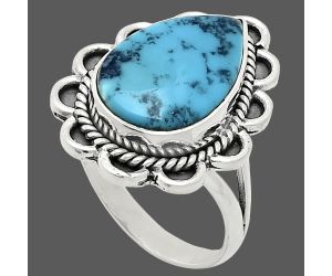 Natural Turquoise Morenci Mine Ring size-9 EXR02171 R-1221, 12x17 mm