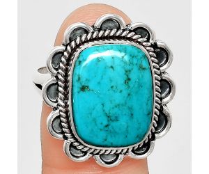 Natural Rare Turquoise Nevada Aztec Mt Ring size-10 EXR02172 R-1221, 13x16 mm