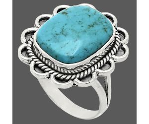 Natural Rare Turquoise Nevada Aztec Mt Ring size-10 EXR02172 R-1221, 13x16 mm