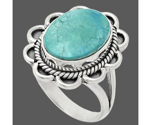 Natural Rare Turquoise Nevada Aztec Mt Ring size-8 EXR02174 R-1221, 11x15 mm