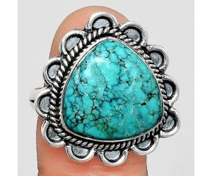 Natural Rare Turquoise Nevada Aztec Mt Ring size-10 EXR02177 R-1221, 15x15 mm