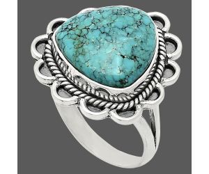 Natural Rare Turquoise Nevada Aztec Mt Ring size-10 EXR02177 R-1221, 15x15 mm