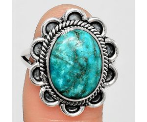 Natural Rare Turquoise Nevada Aztec Mt Ring size-9 EXR02179 R-1221, 11x14 mm