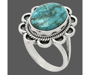 Natural Rare Turquoise Nevada Aztec Mt Ring size-9 EXR02179 R-1221, 11x14 mm