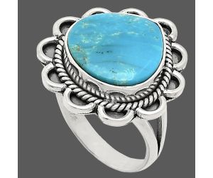 Natural Rare Turquoise Nevada Aztec Mt Ring size-8 EXR02184 R-1221, 14x14 mm