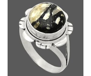 Authentic White Buffalo Turquoise Nevada Ring size-9.5 EXR02193 R-1342, 12x12 mm