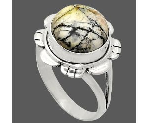 Authentic White Buffalo Turquoise Nevada Ring size-9.5 EXR02196 R-1342, 12x12 mm