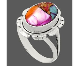 Kingman Orange Dahlia Turquoise Ring size-10 EXR02200 R-1342, 10x15 mm