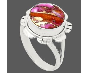 Kingman Orange Dahlia Turquoise Ring size-9 EXR02204 R-1342, 12x12 mm