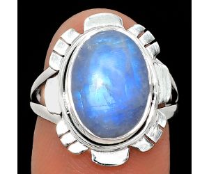 Rainbow Moonstone Ring size-7 EXR02221 R-1342, 10x13 mm