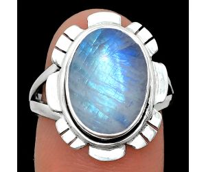 Rainbow Moonstone Ring size-8 EXR02223 R-1342, 10x14 mm