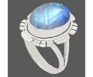 Rainbow Moonstone Ring size-8 EXR02223 R-1342, 10x14 mm