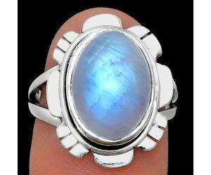 Rainbow Moonstone Ring size-7 EXR02227 R-1342, 10x13 mm