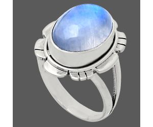 Rainbow Moonstone Ring size-7 EXR02227 R-1342, 10x13 mm