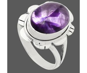 Super 23 Amethyst Mineral From Auralite Ring size-9 EXR02239 R-1342, 10x14 mm