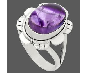 Super 23 Amethyst Mineral From Auralite Ring size-8.5 EXR02242 R-1342, 10x13 mm