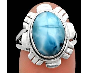 Larimar (Dominican Republic) Ring size-7 EXR02248 R-1342, 10x13 mm