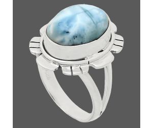 Larimar (Dominican Republic) Ring size-7 EXR02248 R-1342, 10x13 mm