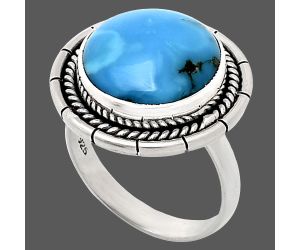 Natural Turquoise Morenci Mine Ring size-7 EXR02253 R-1728, 13x13 mm