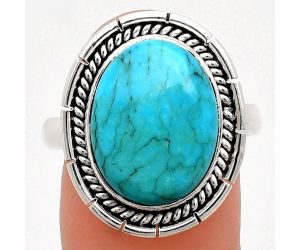 Natural Rare Turquoise Nevada Aztec Mt Ring size-10 EXR02254 R-1728, 12x16 mm