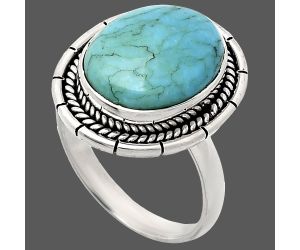 Natural Rare Turquoise Nevada Aztec Mt Ring size-10 EXR02254 R-1728, 12x16 mm