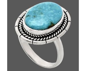 Natural Rare Turquoise Nevada Aztec Mt Ring size-7 EXR02255 R-1728, 11x15 mm