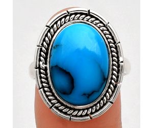 Natural Turquoise Morenci Mine Ring size-9 EXR02259 R-1728, 12x16 mm