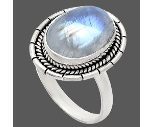 Rainbow Moonstone Ring size-10 EXR02274 R-1728, 11x16 mm