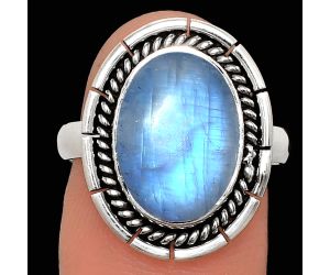 Rainbow Moonstone Ring size-8 EXR02275 R-1728, 10x14 mm