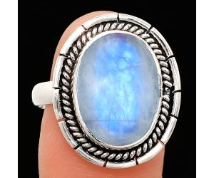 Rainbow Moonstone Ring size-9 EXR02277 R-1728, 11x15 mm