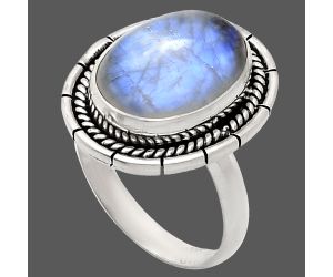 Rainbow Moonstone Ring size-9 EXR02277 R-1728, 11x15 mm