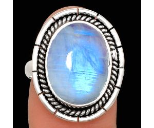 Rainbow Moonstone Ring size-8 EXR02278 R-1728, 12x16 mm