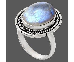 Rainbow Moonstone Ring size-8 EXR02278 R-1728, 12x16 mm