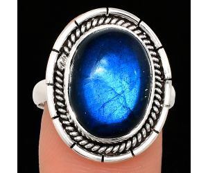 Blue Fire Labradorite Ring size-9 EXR02279 R-1728, 12x16 mm