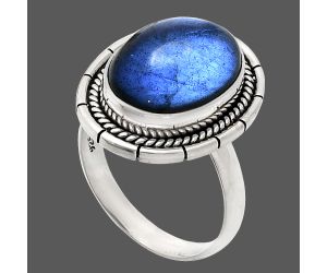 Blue Fire Labradorite Ring size-9 EXR02279 R-1728, 12x16 mm