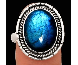 Blue Fire Labradorite Ring size-9 EXR02281 R-1728, 12x16 mm