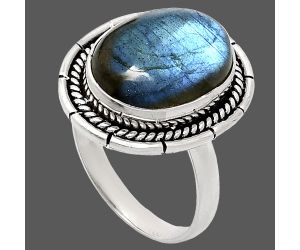 Blue Fire Labradorite Ring size-9 EXR02281 R-1728, 12x16 mm